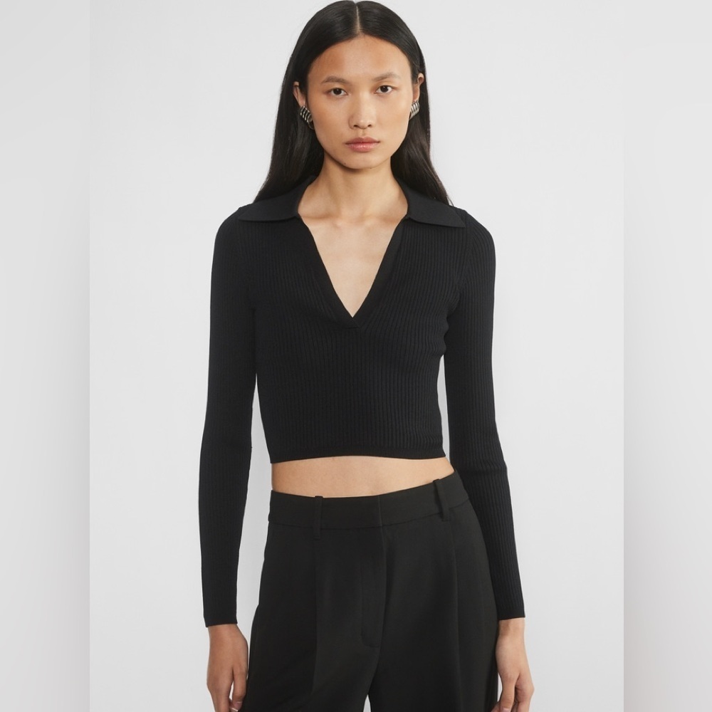Babaton Sculpt Knit Polo Long-sleeve